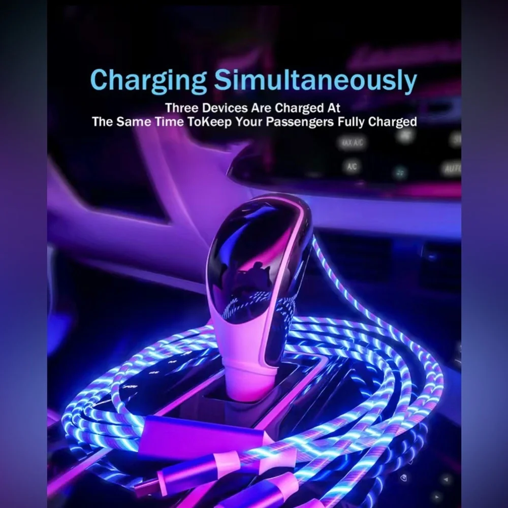NWT - Blue Lighted 3 In 1 USB Charging Cable